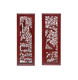 Set 4 Chinese Reddish Brown Wood Flower Birds Carving Wall Panels GB045S