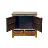 Multi-color Tibetan Horses Deer Motif Credenza Table Cabinet GB047S