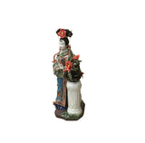 Chinese Porcelain Qing Style Dressing Red Flower Lady Figure GB054S