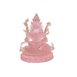 4" Pink Crystal Glass Tibetan Fortune Double Body Deity Zambala Figure GB057S