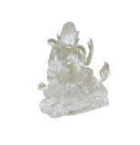 4" White Crystal Glass Tibetan Fortune Double Body Deity Zambala Figure GB059S