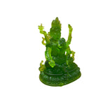 4" Green Crystal Glass Tibetan Fortune Double Body Deity Zambala Figure GB060S