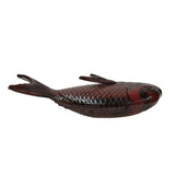 Vintage Asian Black Red Lacquer Fish Shape Storage Accent Box GB079S