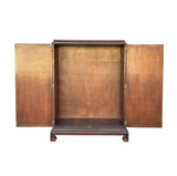 Vintage Oriental Black Red Gold Scenery Carving Storage Cabinet GB101S