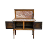 Vintage Medium Brown Rose Pink Marble Stone Top Washstand Side Table Credenza GB110S