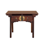 Vintage Brown Ancient Hardware 2 Drawers Console Altar Table GB113S