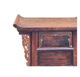 Vintage Chinese Oriental Brown Ru Yi Drawer Altar Foyer Side Table GB114S