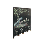 Chinese Black Base Color Flower Birds Graphic Floor Screen Divider GB121S