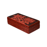 Hand Craft Vintage Chinese Red Lacquer Rectangular Floral Accent Box GB126S