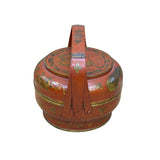 Vintage Oriental Brick Red Golden Graphic Stack Wedding Basket Display GB130S