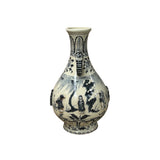 Oriental Cream White Color Blue Eight Immortal Theme Porcelain Vase Art GB134S