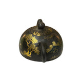 Vintage Chinese Black Golden Graphic Zisha Clay Teapot Art Display GB135S