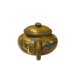 Vintage Chinese Mustard Yellow Graphic Zisha Clay Teapot Art Display GB136S