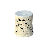 Off White Cream Swirl Cloud Pattern Round Ceramic Stool Table GB146S