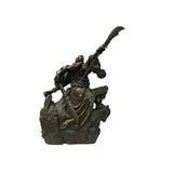 Chinese Metal Bronze General Quan Yu Holding Long Knife Statue GB147S