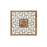 Square Flower Birds Geometric Lattice Raw Wood Wall Plaque Panel GB149S
