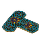 Set of 2 Turquoise Enamel Cloisonne T Shape Metal Decor Plaque Art GB151S