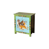 Tibetan Style Lime Green Blue Two Tigers End Table Nightstand GB156S