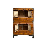 Oriental Korean Style Brown Hardware Drawers Accent Storage Cabinet GB161S