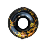 Oriental Black Flower Bird Graphic Donut Shape Container Box GB169S