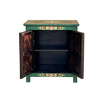 Tibetan Style Green Orange Two Tigers End Table Nightstand GB178S