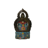 Vintage Cloisonne Enamel Lotus Bodhisattva Metal Buddha Statue GB182S