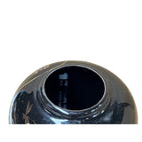 Oriental Black Glaze Porcelain Small Round Jar Golden Flower Graphic GB185S