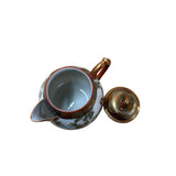 Oriental Orange Red Glaze Porcelain Art Display Teapot Scenery Graphic GB193S