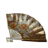 Oriental Fan Shape Porcelain Display Art Plates Golden Scenery Graphic GB194S