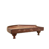 Chinoiseries Relief Pattern Brown Lacquer Fan Shape Display Disc Plate Tray GB197S