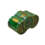 Oriental Bright Green Flower Bird Graphic Circles Shape Container Box GB206S