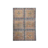 Rectangular Tibetan Style Geometric Medallion Graphic Wool Rug Carpet GB217S