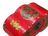 Oriental Bright Red Dragon Phoenix Graphic Circles Shape Container Box GB220S