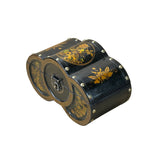 Oriental Black Flower Bird Graphic Circles Shape Container Box GB221S