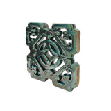 Chinese Ru-Yi Coin Dark Green Mix Glaze Wall Floor Clay Tile GB222S