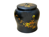 Oriental Black Flower Bird Graphic Jar Shape Container Box GB227S