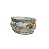 Porcelain Oriental Golden Color Satsuma Graphic Oval Pot GB229S