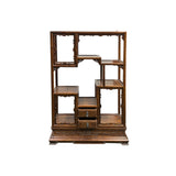 Chinese Vintage Brown Stain Chest Height 51" Curio Display Cabinet GB239AS