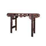 Vintage Oriental Brown Scroll End RuYi Apron Altar Console Table GB243S