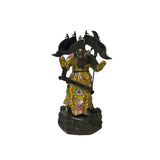 Vintage Cloisonne Yellow Enamel General Guan Yu Warrior Metal Statue GB244S