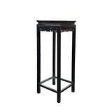 Black Square Golden Chinese Engravement Tall Plant Stand Pedestal Table GB256S
