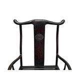 Chinese Traditional Black Brown Yoke-Back Armchair Set w Small Table GB257S