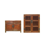 Vintage Brown Oriental Open Bars Doors Display Curio Cabinet Bookcase GB259S