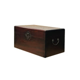 Oriental Plain Surface Brown Natural Wood Small Trunk Chest Box GB272S