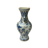 Oriental Distressed White Blue Relief People Motif Porcelain Art Vase GB289S