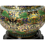 Golden Green Metal Cloisonné Lion Flower Enamel Round Box Jar GB291S