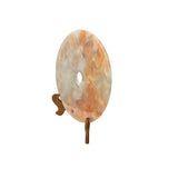 11.75" Natural White Brown Onyx Stone Round Fengshui Home Decor Display GB294S