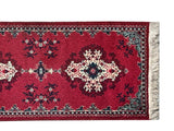 Long Rectangular Red Geometric Medallion Graphic Wool Rug Carpet Runner GB295S