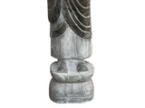 Chinese Weathered Black Gray Patina Stone Standing Monk Luohan Arhat Statue GB301S