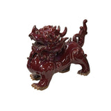 Chinese Artistic Purple Red Oxblood Color Glaze Ceramic Fengshui Pixiu Figure GB311S